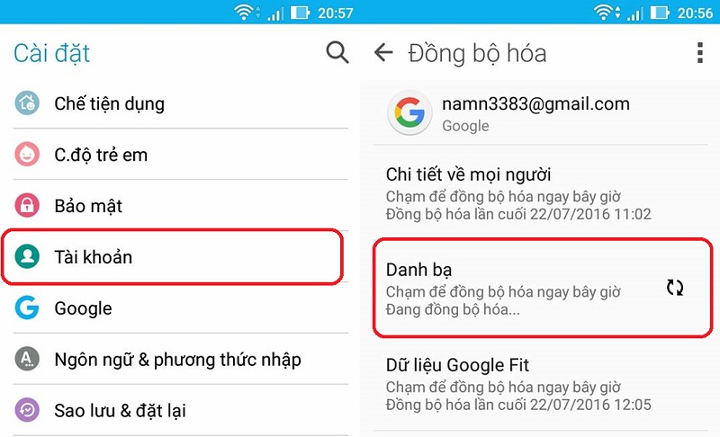 Bạn có thể khôi phục danh bạ nhờ đồng bộ với tài khoản Google